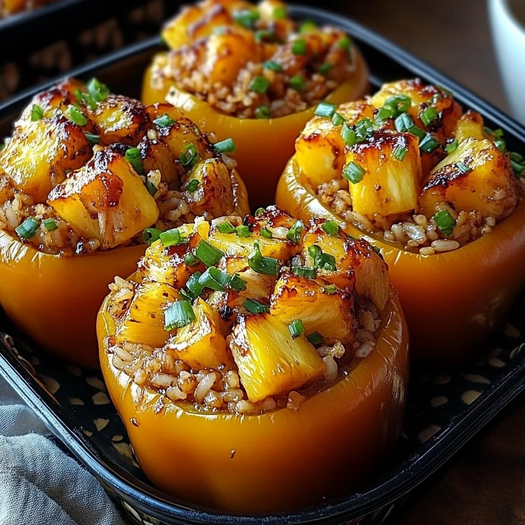 5 Passaggi Ultimi per Preparare Peperoni Ripieni di Pollo e Riso al Teriyaki con Ananas (Dolce e Salato) - La Cucina di Lyndy | Ricetta nel 2026 | Peperoni Ripieni, Ricette, Ricette per Cene Salutari