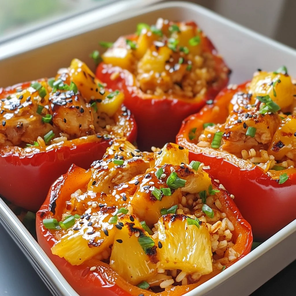 5 Passaggi Ultimi per Preparare Peperoni Ripieni di Pollo e Riso al Teriyaki con Ananas (Dolce e Salato) - La Cucina di Lyndy | Ricetta nel 2026 | Peperoni Ripieni, Ricette, Ricette per Cene Salutari