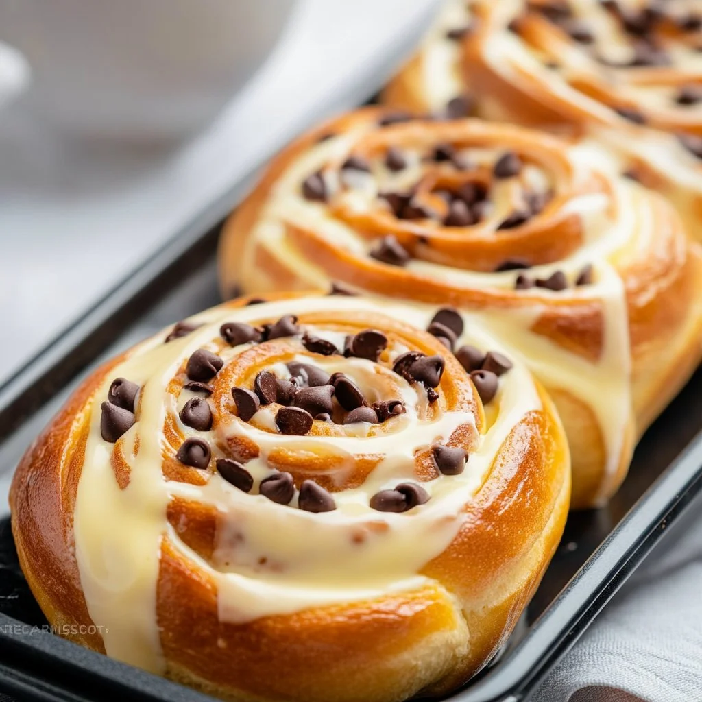 Brioche Arrotolate Crema di Vaniglia & Gocce di Cioccolato