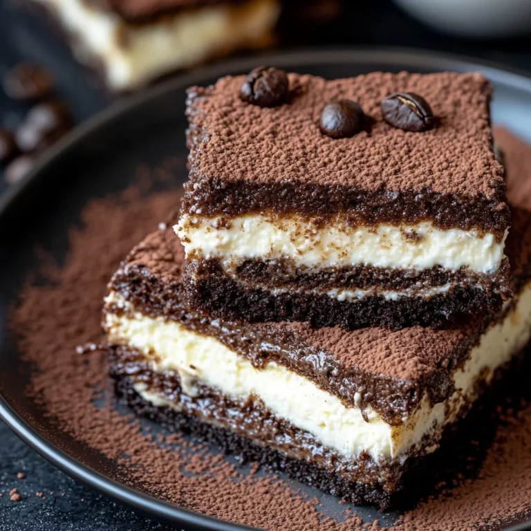 Brownies Tiramisu deliziosi con strati di caffè e cioccolato