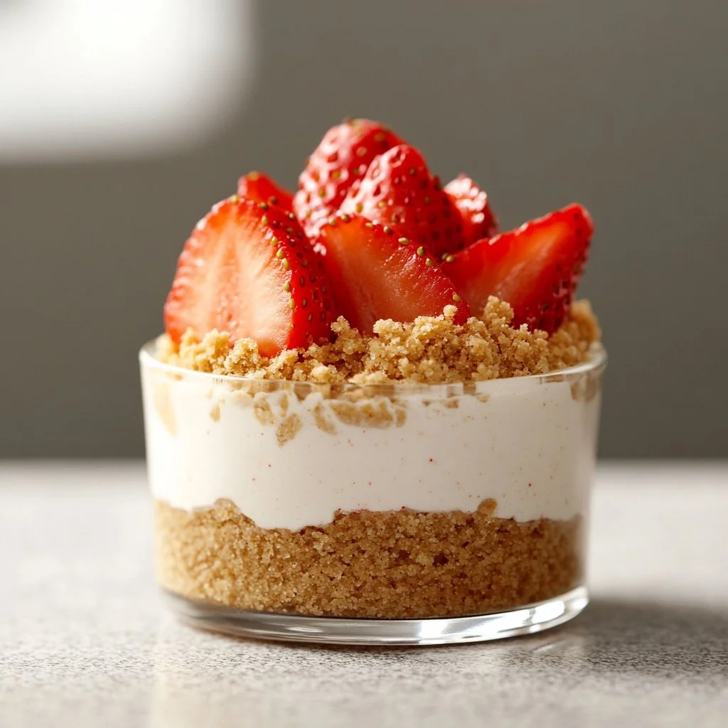 Cheesecake No-Bake per Uno (Basso Calorie + Basso Zucchero!)