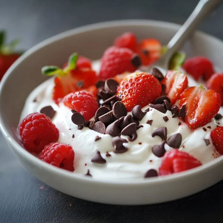 Cioccolato yogurt con pezzi di fragole fresche