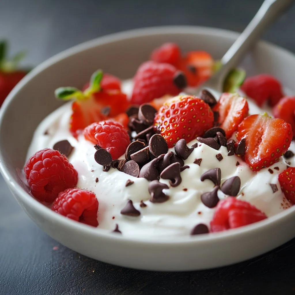 Cioccolato e Yogurt di Fragole a Pezzi