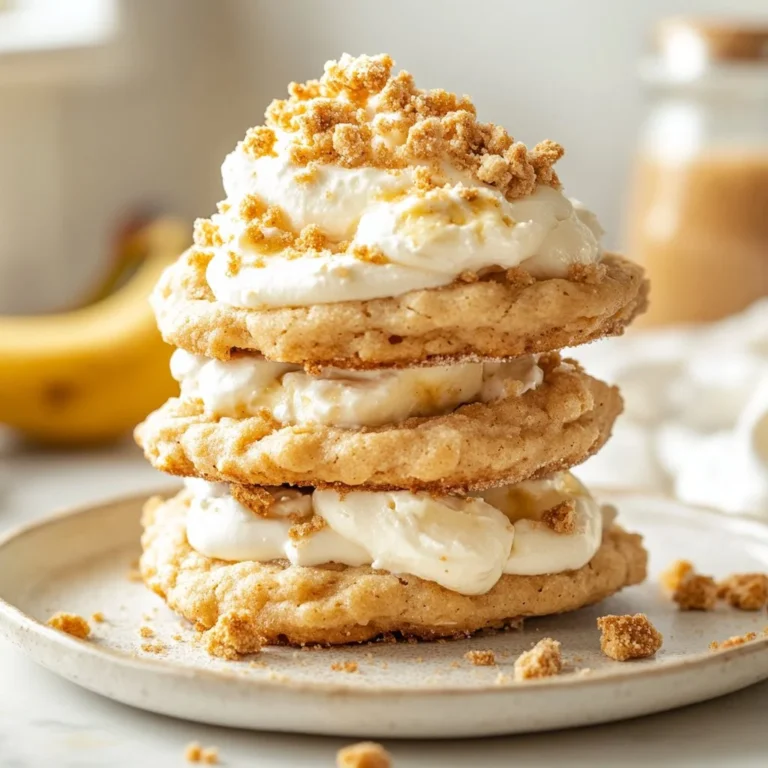 Delicious Crumbl Banana Cream Pie Cookies with banana and cream filling