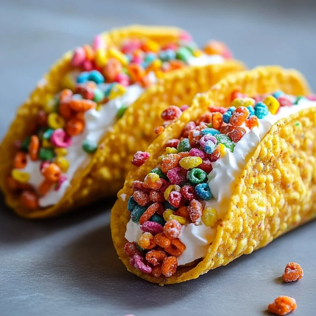 Fruity Pebbles Cheesecake Tacos