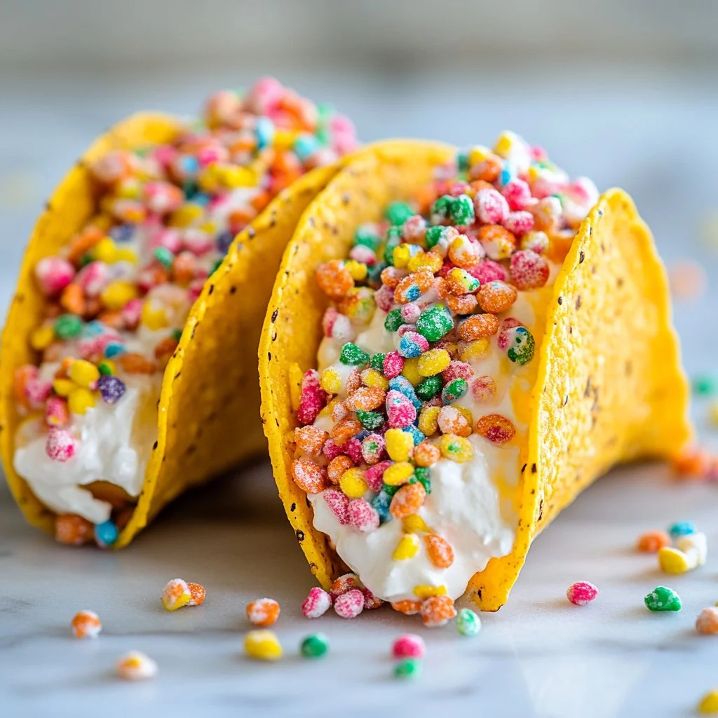 Fruity Pebbles Cheesecake Tacos