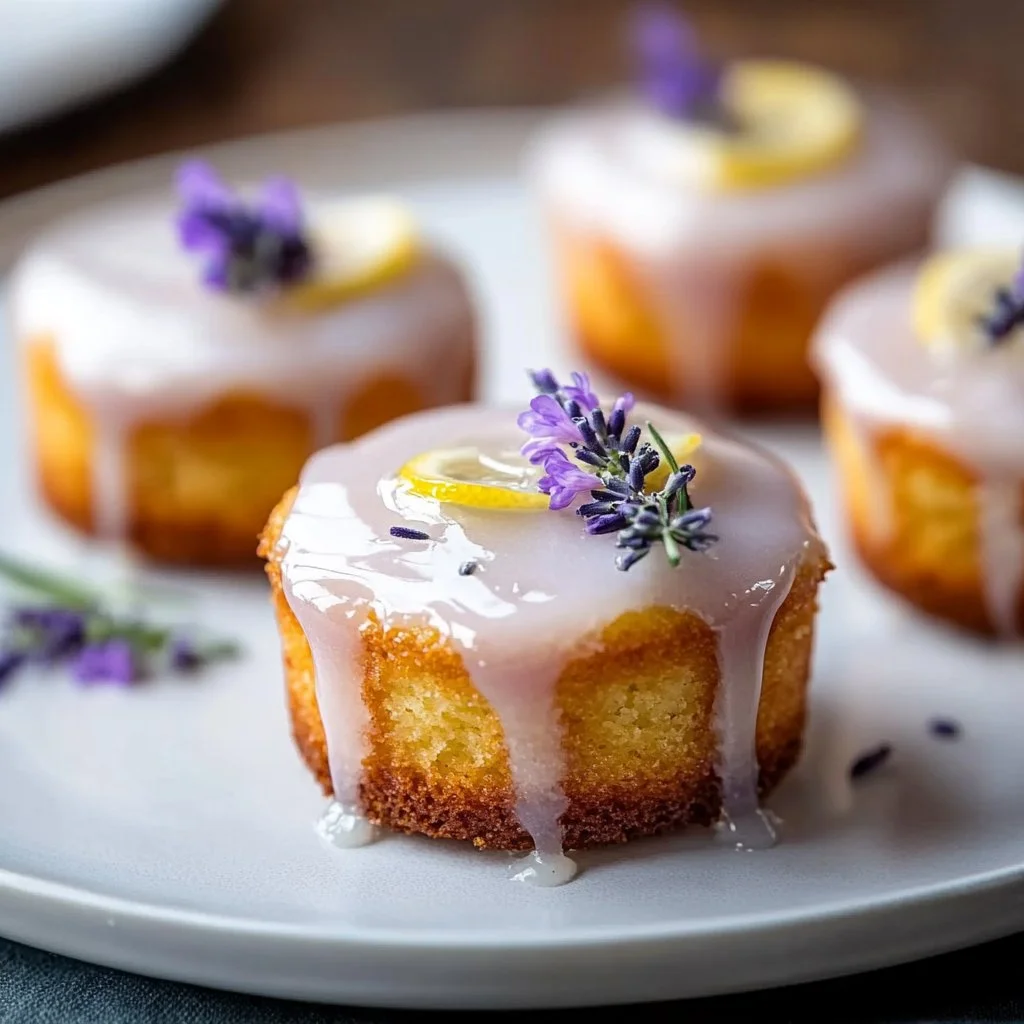 Mini Lemon Cakes With Lavender Glaze
