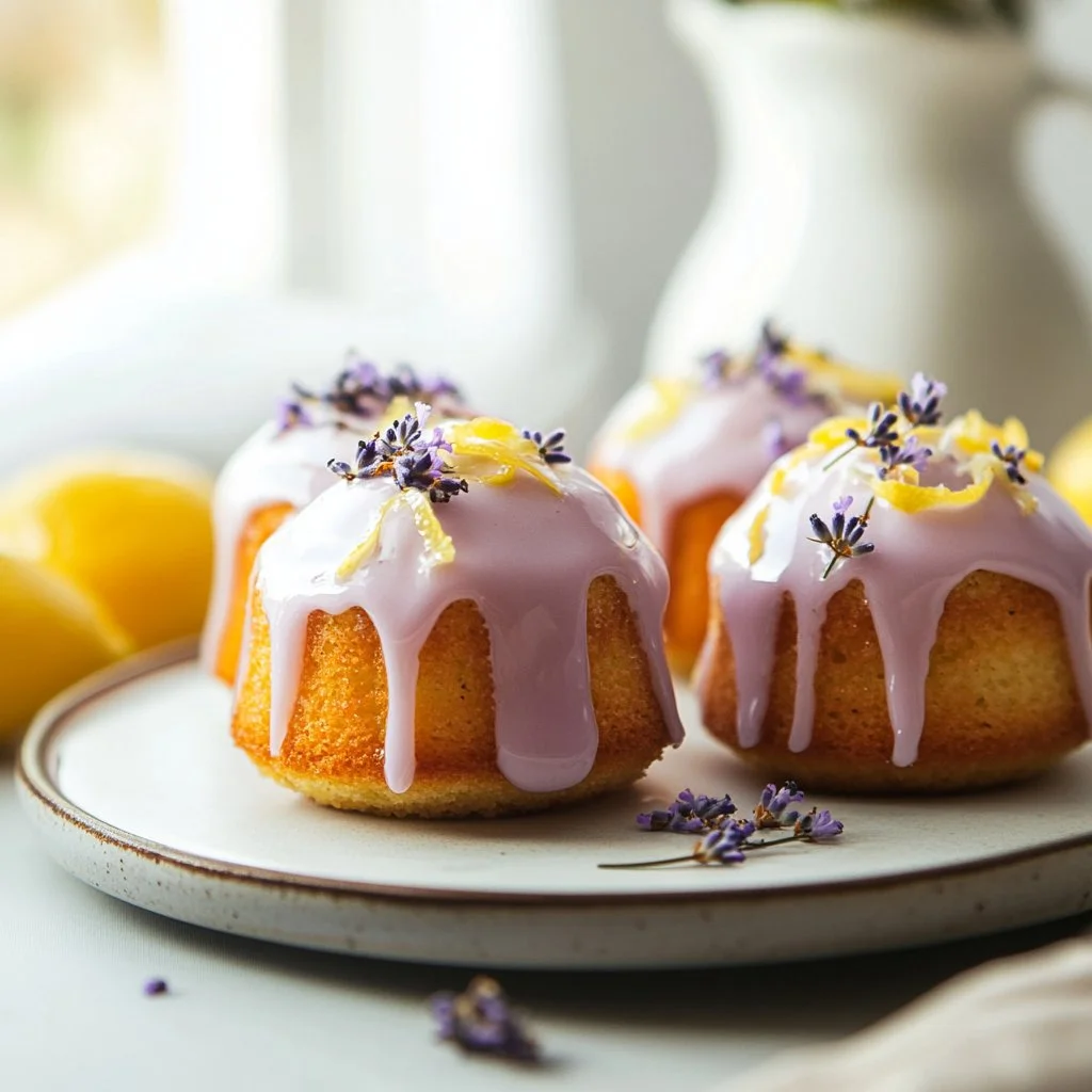 Mini Lemon Cakes With Lavender Glaze