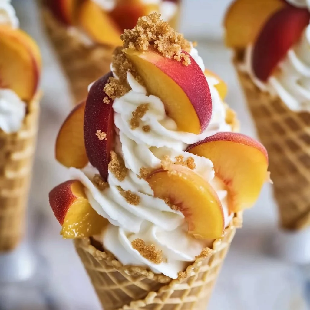 Peach Cobbler Cheesecake Cones