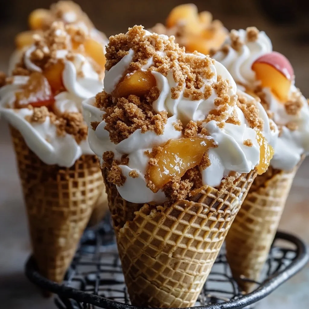 Peach Cobbler Cheesecake Cones