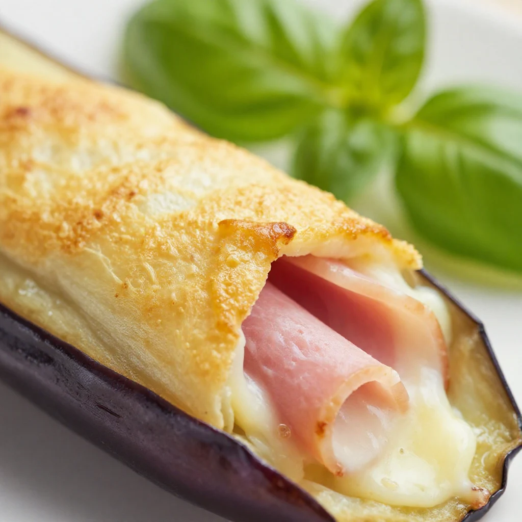 Involtini leggeri e sani, croccanti e dorati, disposti elegantemente su un piatto bianco, guarniti con erbe fresche, pronti per essere gustati.