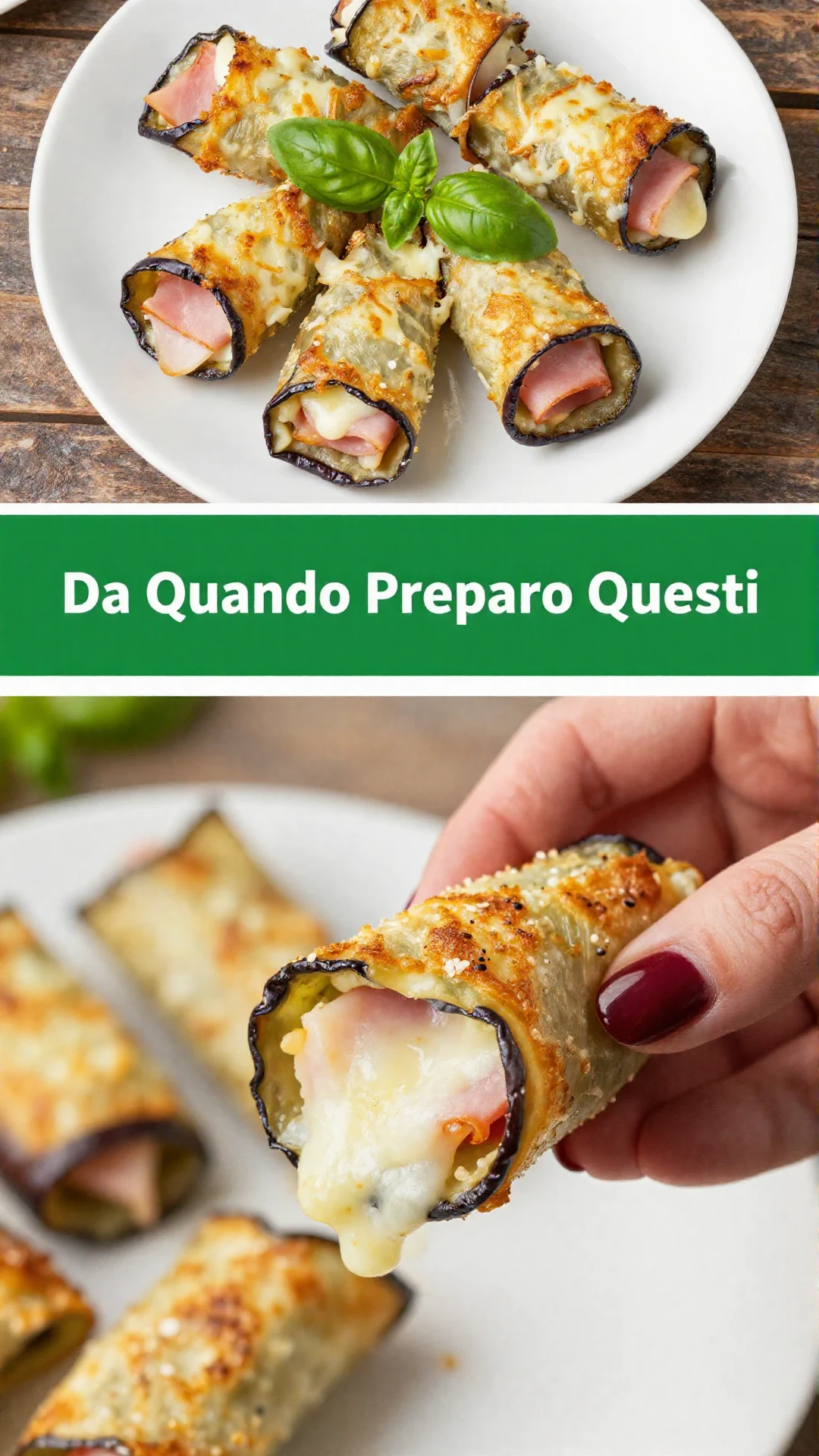 Involtini leggeri e sani, croccanti e dorati, disposti elegantemente su un piatto bianco, guarniti con erbe fresche, pronti per essere gustati.