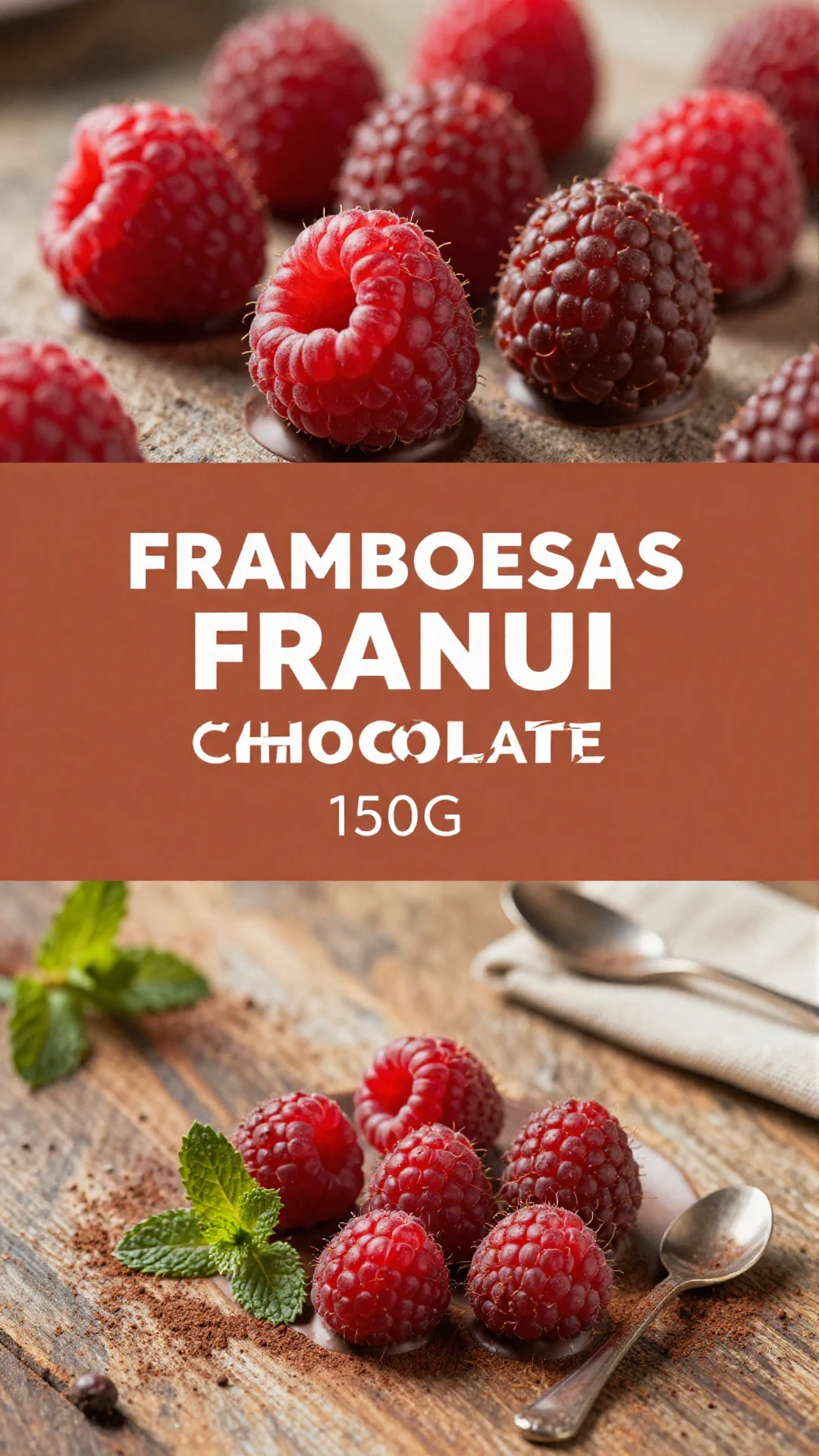 Confezione di Framboesas Franui con cioccolato amaro da 150 grammi