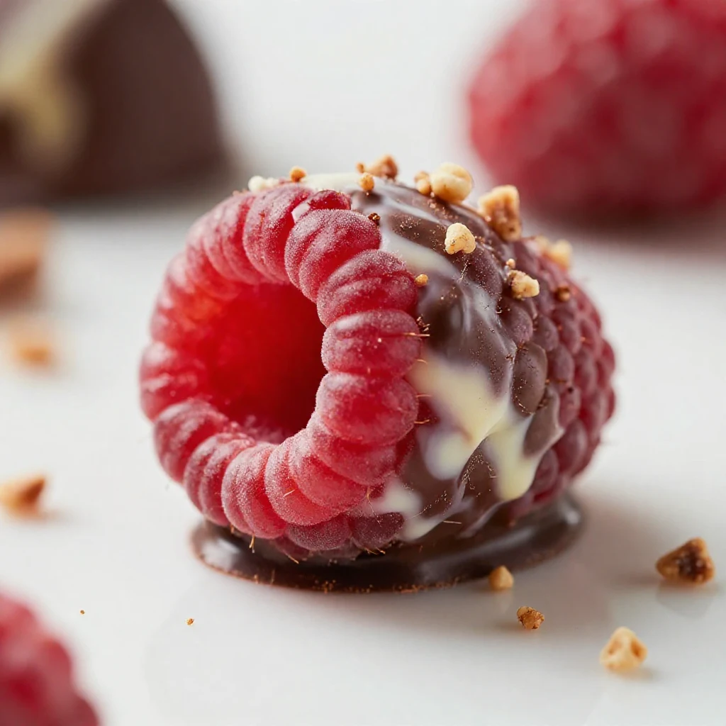 Frambuesas immerse in cioccolato bianco e cioccolato amaro in una confezione da 150 g di Franui