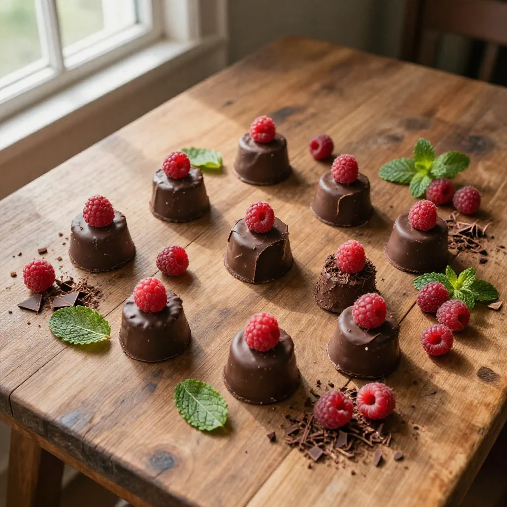 Dolcetti franuì fatti in casa con lamponi freschi e cioccolato fondente